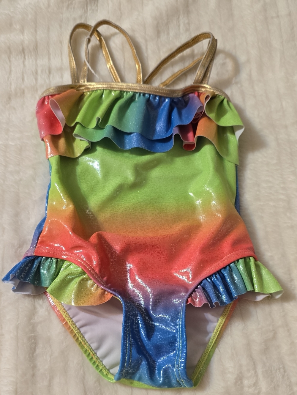 Real Love Girls Rainbow Ombre Ruffle One-Piece Swimsuit
